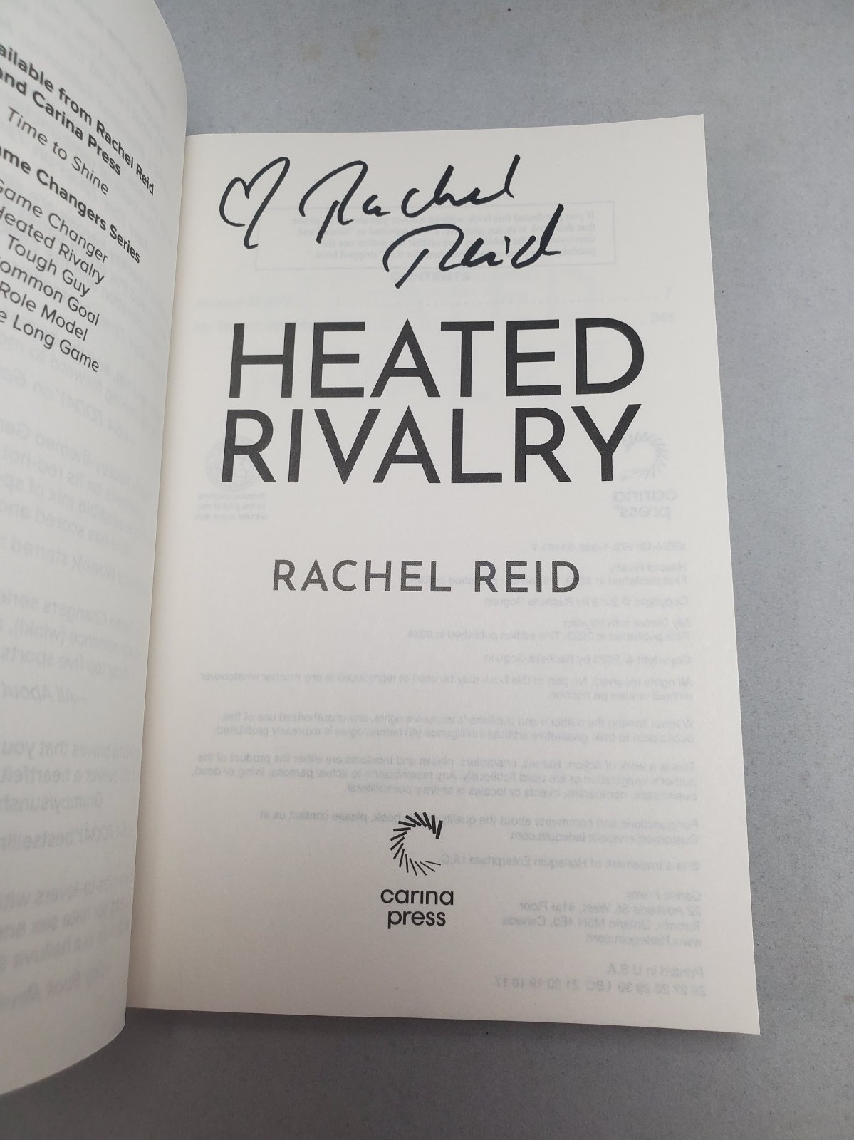 Heated Rivalry Rachel Reid SIGNED Autographed