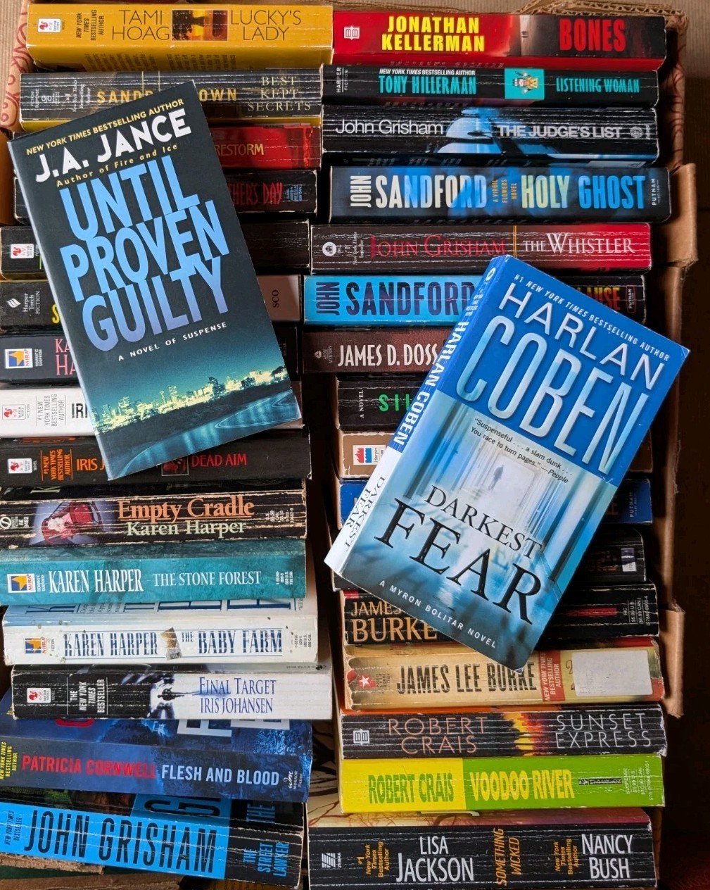 Lot of 18 Suspense Crime Mystery Thriller Fiction Paperback Books Random Mix