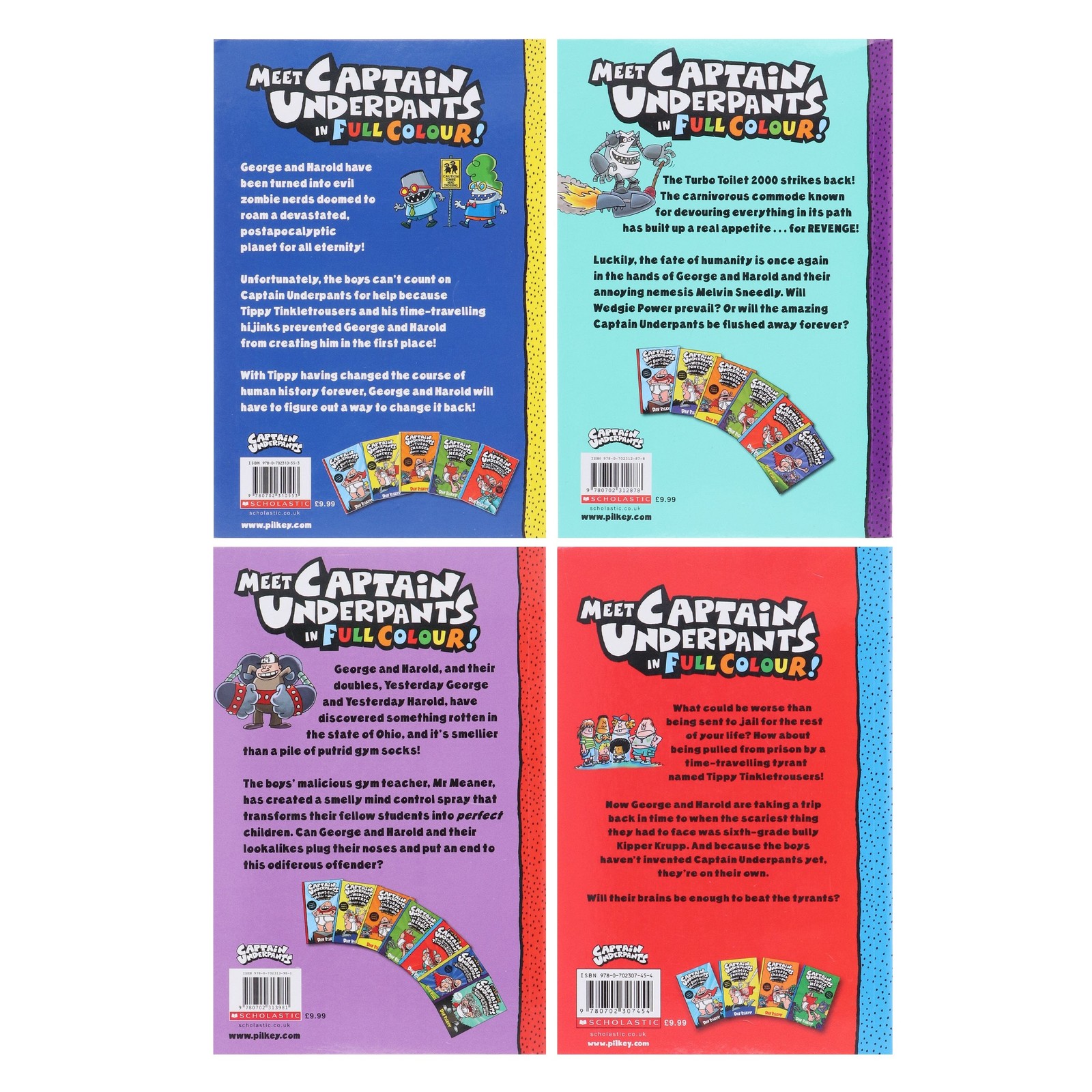 Captain Underpants Full Colour Series Book 9-12 by Dav Pilkey 4 Books- Ages 7-11