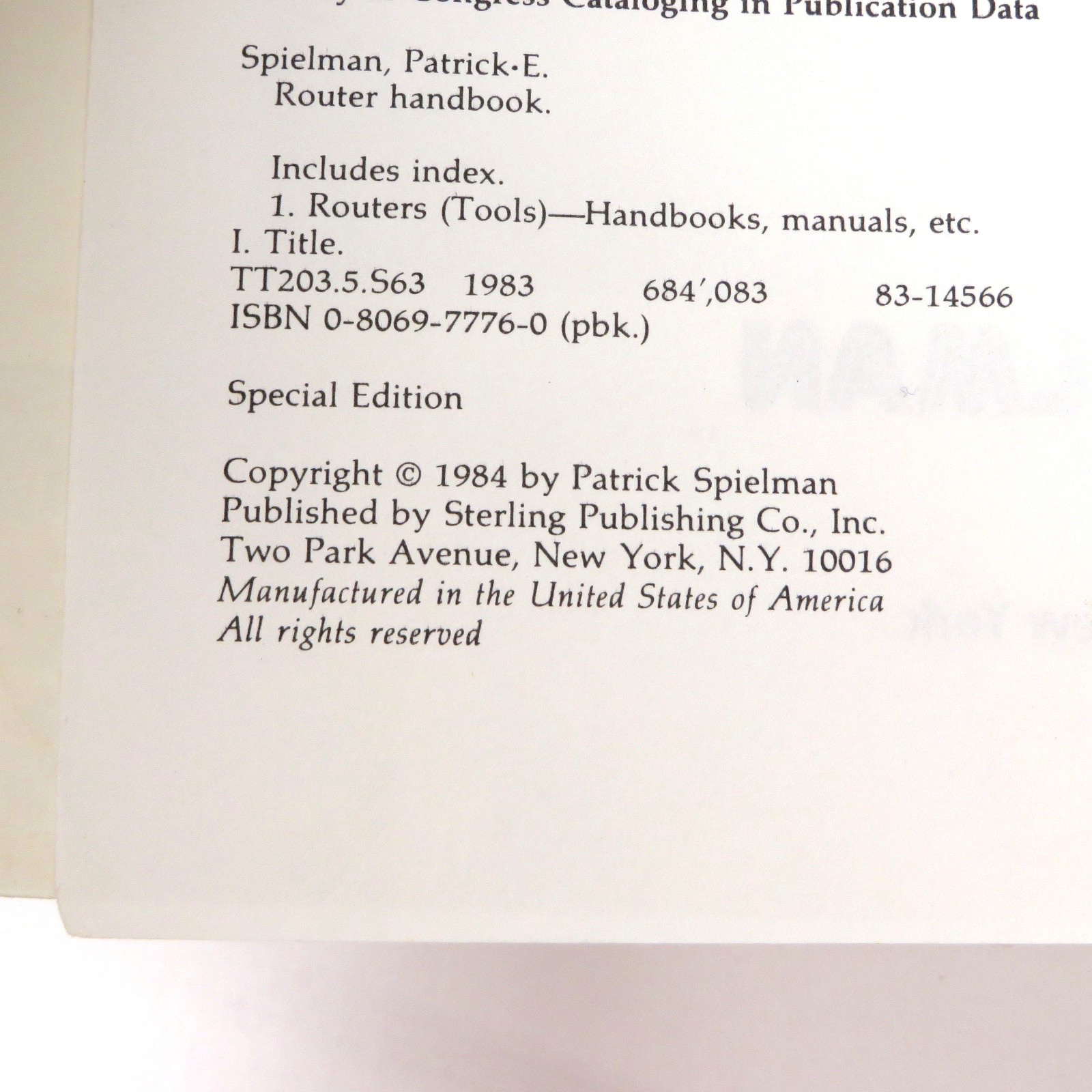 Sears Craftsman Router Handbook Special Edition Book 1984 Vintage Woodworking