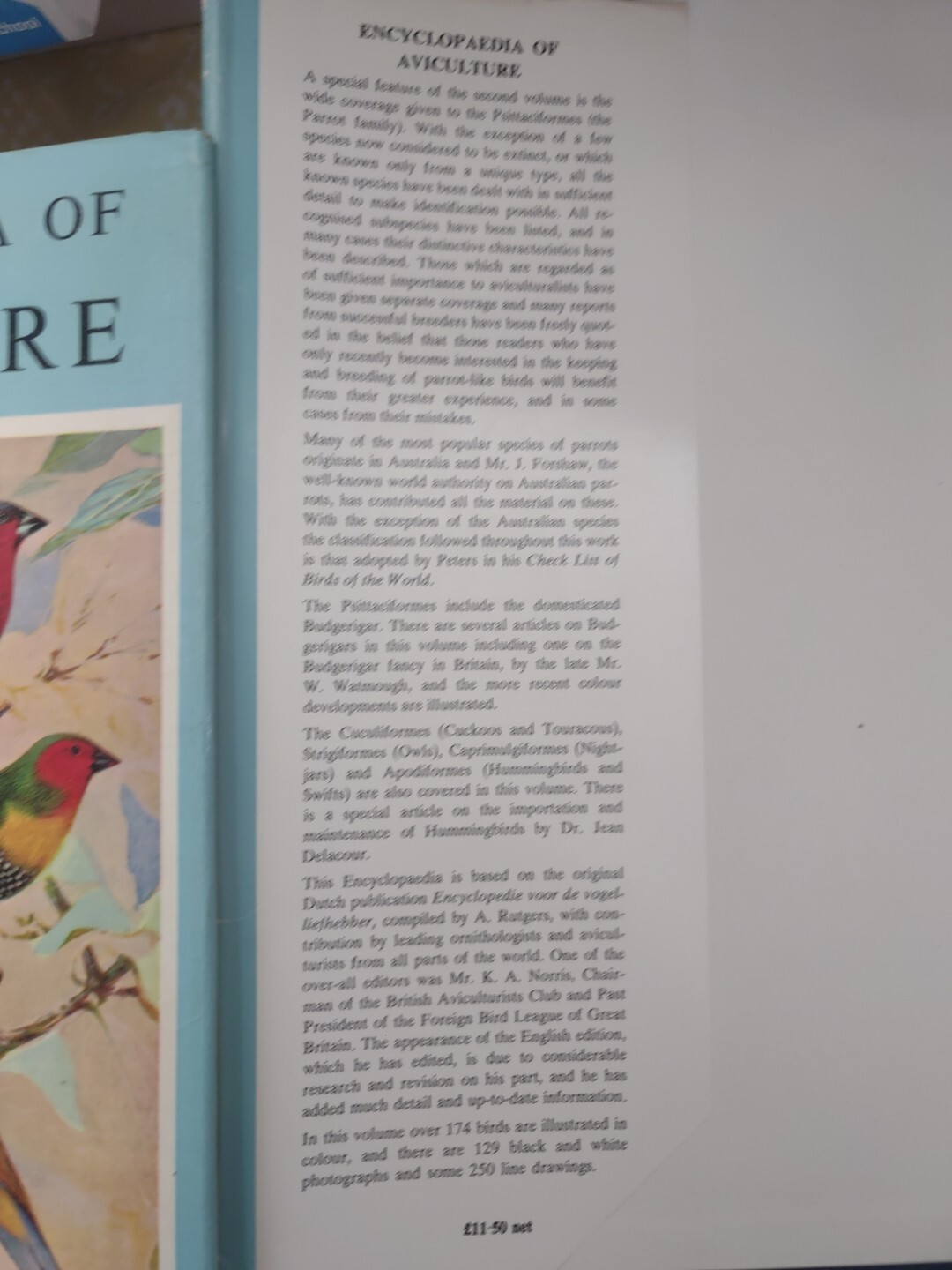 ENCYCLOPAEDIA OF AVICULTURE, (V.2) By Abram Rutgers & K A Norris – Hardcover