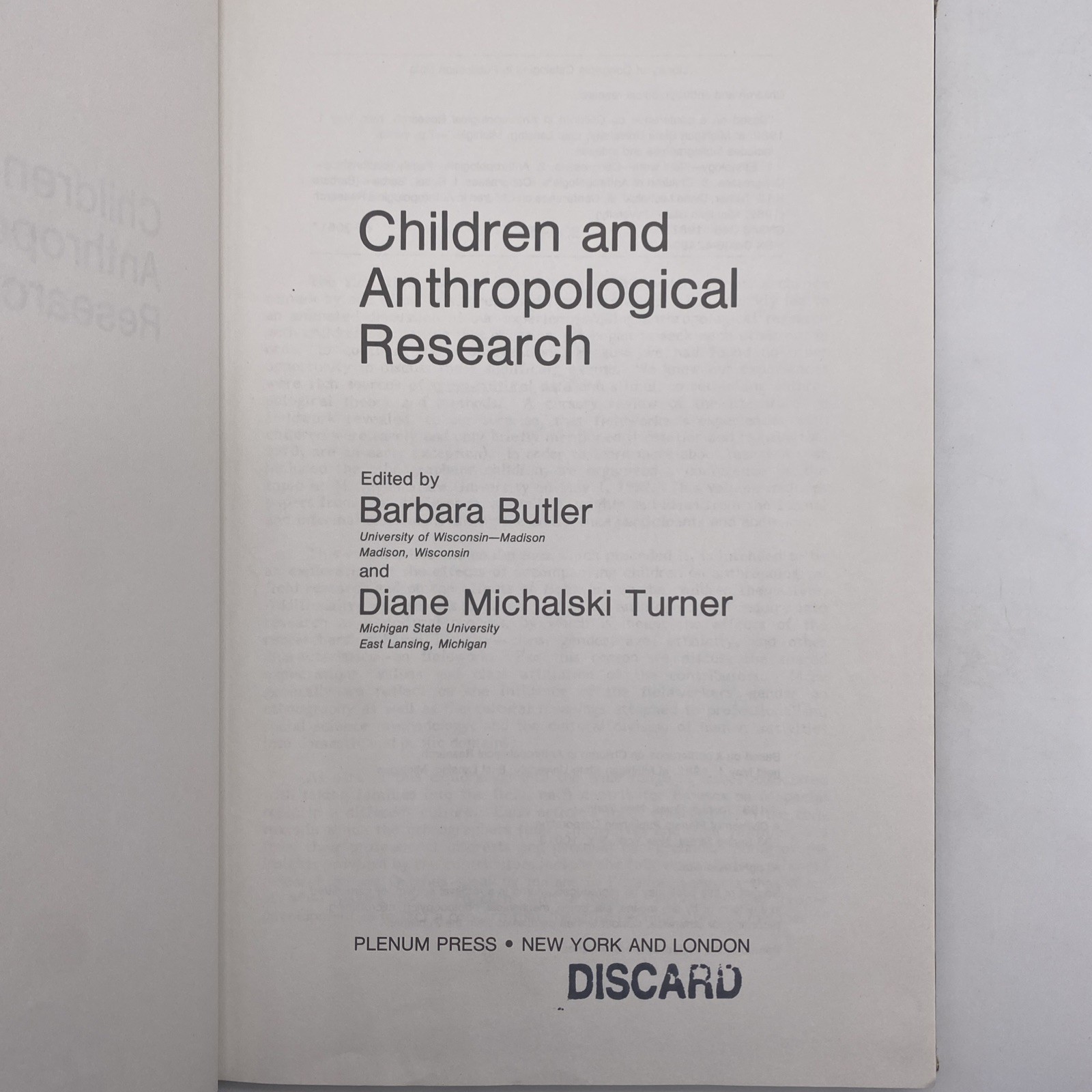 Children And Anthropological Research Hardcover By Barbara Butler