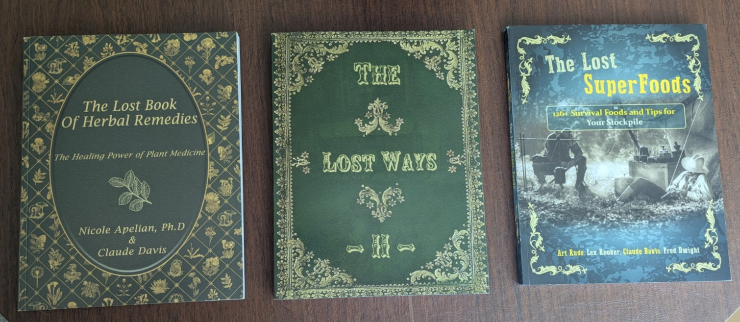 3 BOOKS: Lost Book Of Herbal Remedies/Lost Superfoods/Lost Ways II, Claude Davis