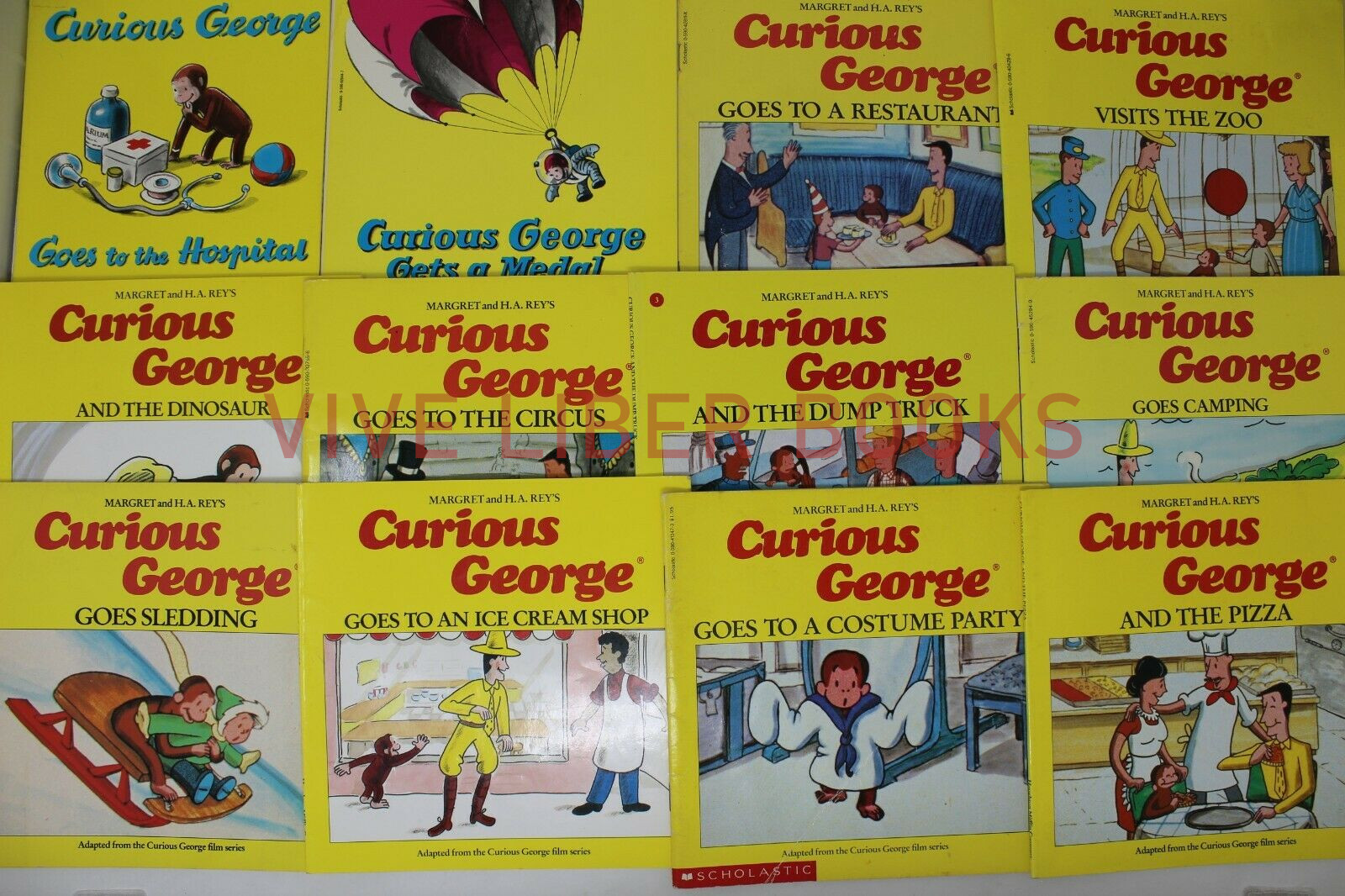 Lot of 10 Curious George Books Children Kids PB/HC – H.A. Rey- Random/Unsorted