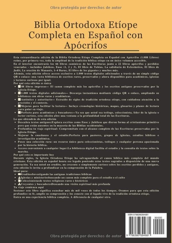 Biblia Completa Ortodoxa Etíope en Español con Apócrifos 8.27 x 1.42 x 11.69