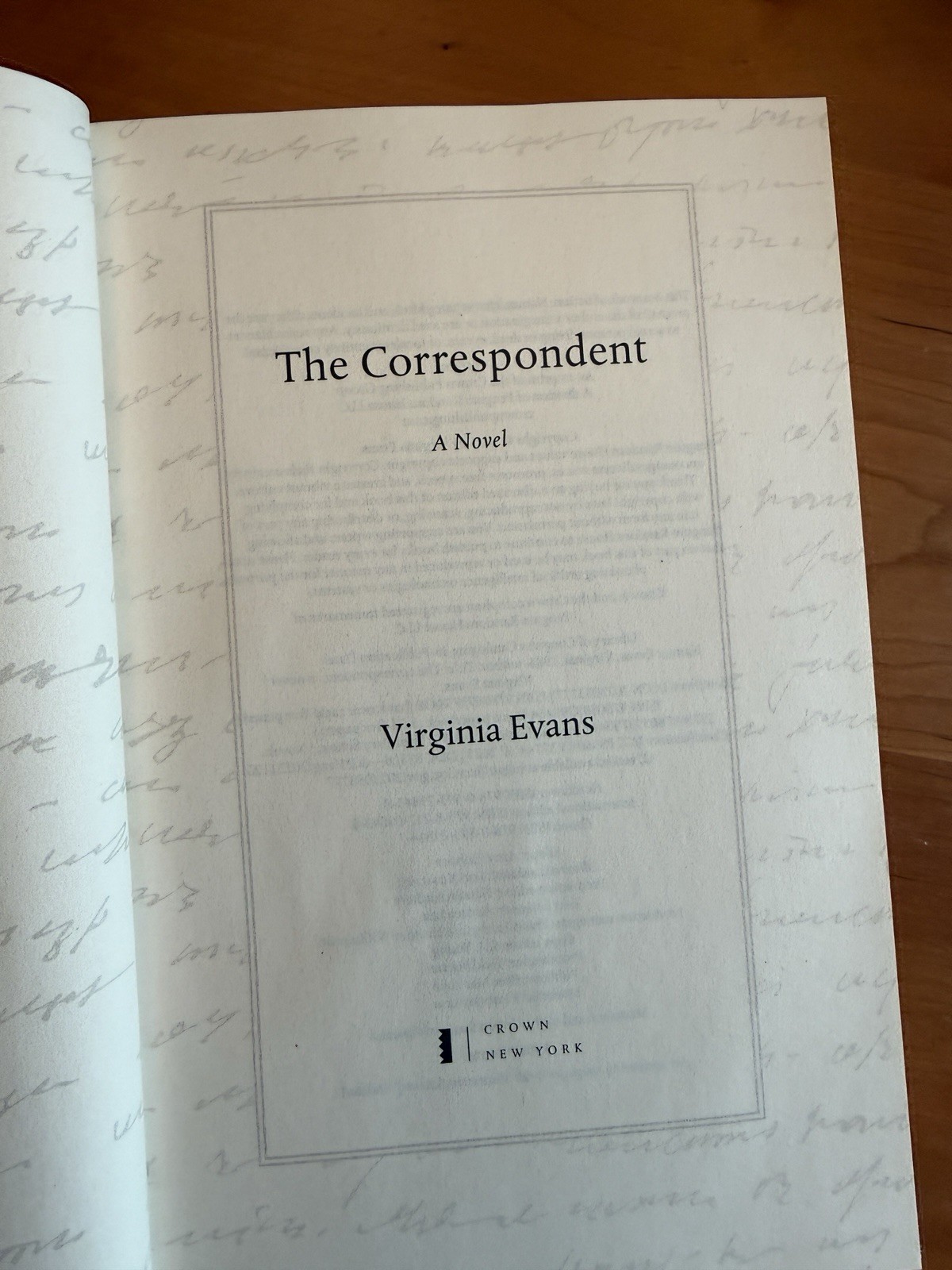Correspondent : A Novel by Virginia Evans (2025, Hardcover)