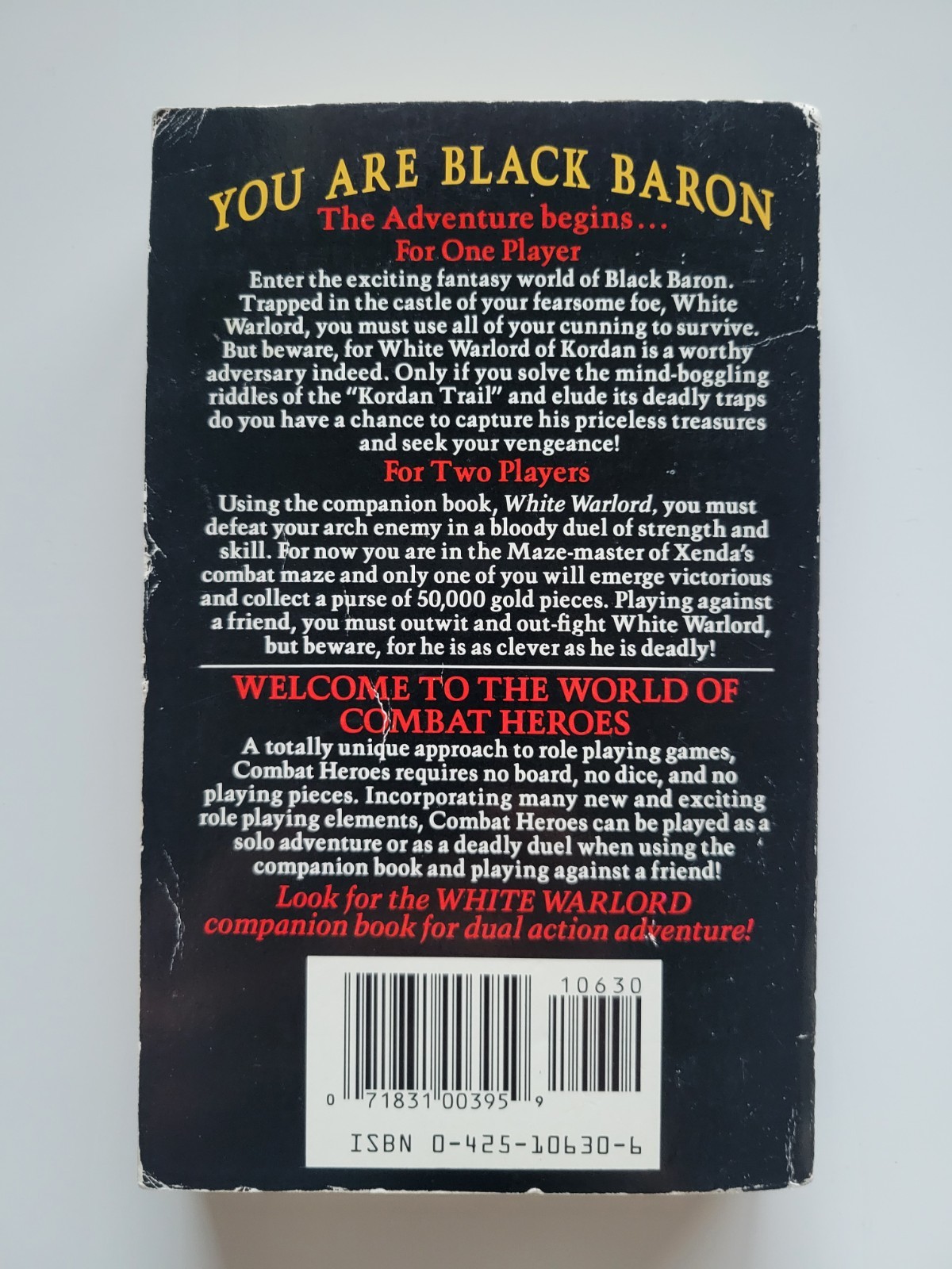 1986 COMBAT HEROES (NO WRITING) BLACK BARON JOE DEVER PAPERBACK ROLE PLAYING VTG