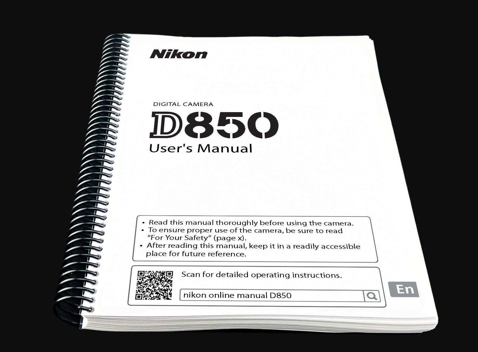 Nikon D850 Instruction Owners Manual User Guide 400 Pages – Coil Bound