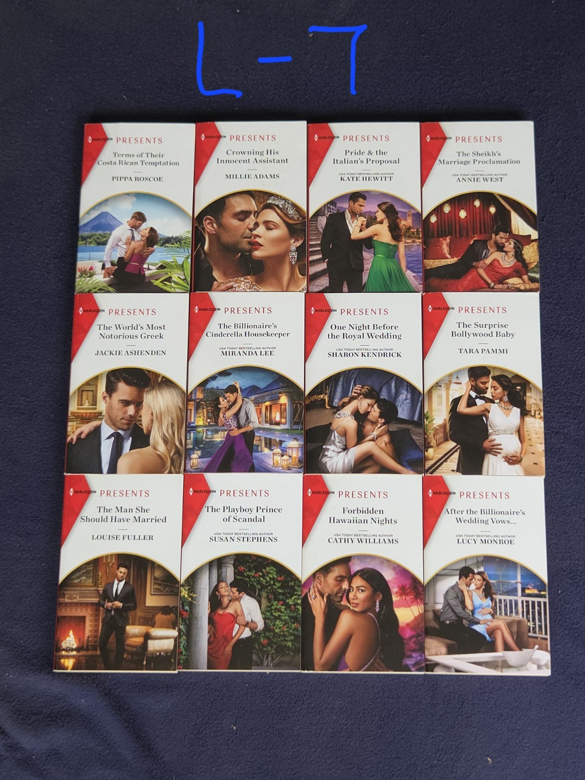 7 Lots Of 12 Harlequin Paperback Romance Novels. See Description For Lot#s