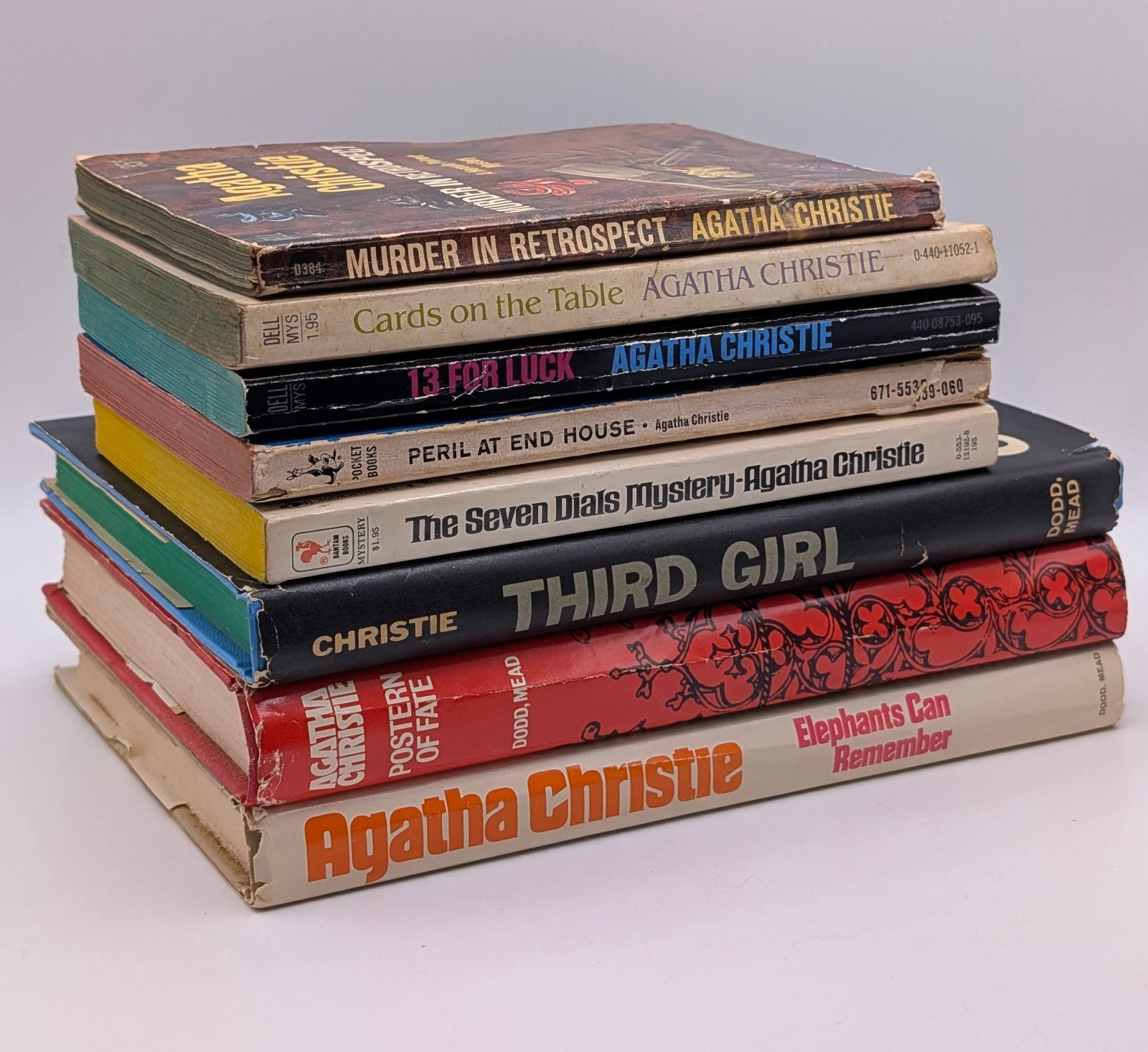 Vintage Lot 8 Agatha Christie Books Hercule Poirot Mystery Dell Cover Art 60s 70