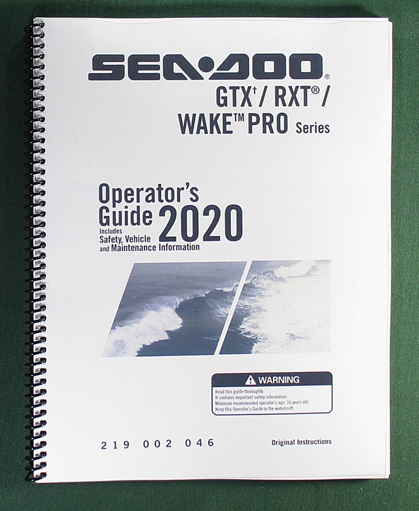 2020 SeaDoo RXT / GTX / WAKE PRO Series Operator’s Manual w/ Protective Covers