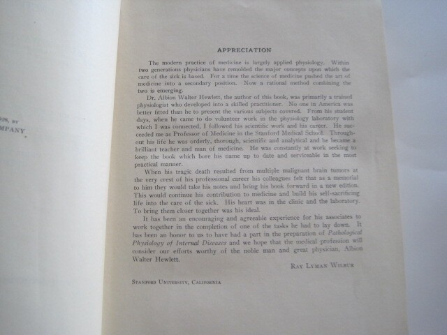 Pathological Physiology Of Internal Diseases Hewlett Medicine 1928