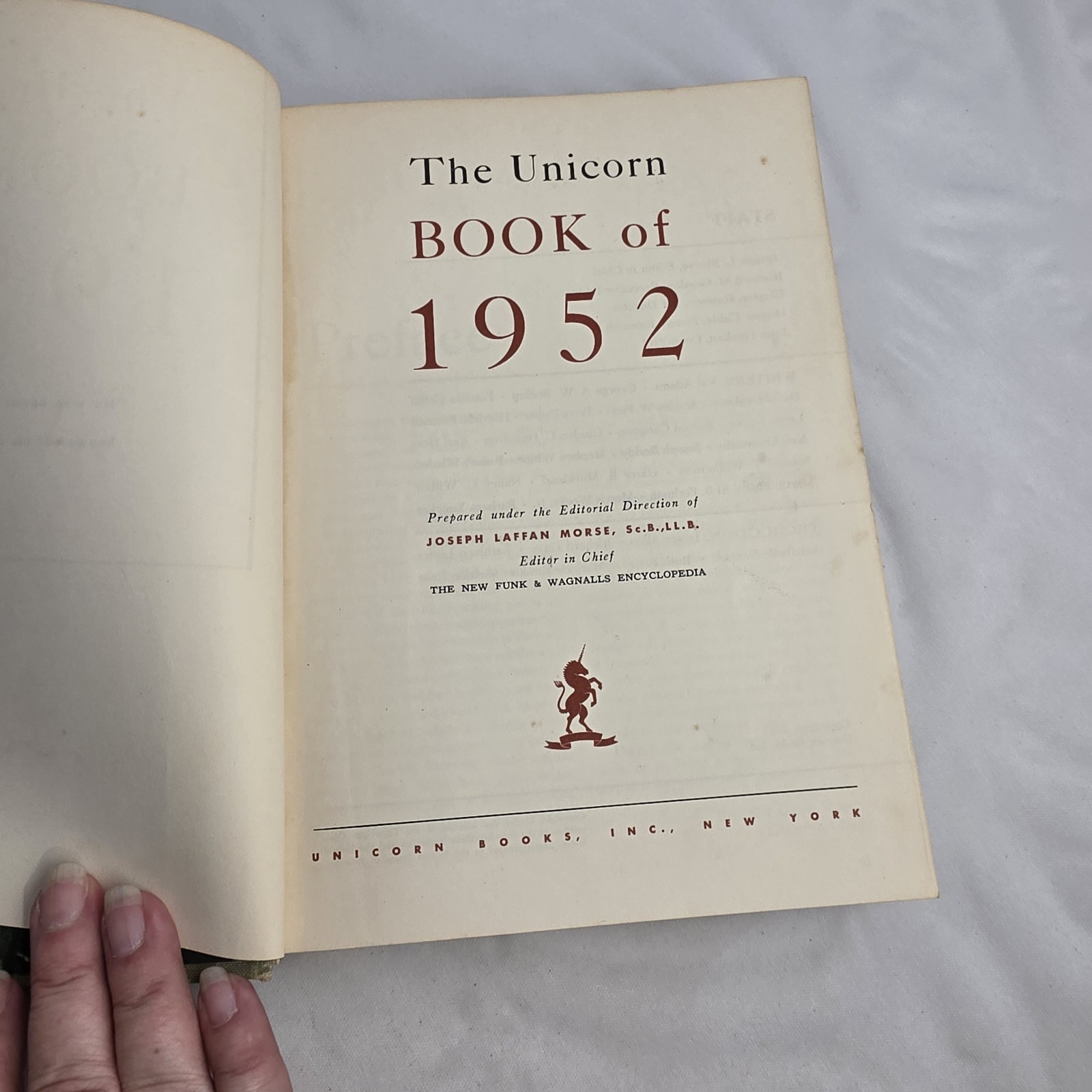 The Unicorn Book Of 1952 Outstanding Events of the Year By Joseph Morse 1953
