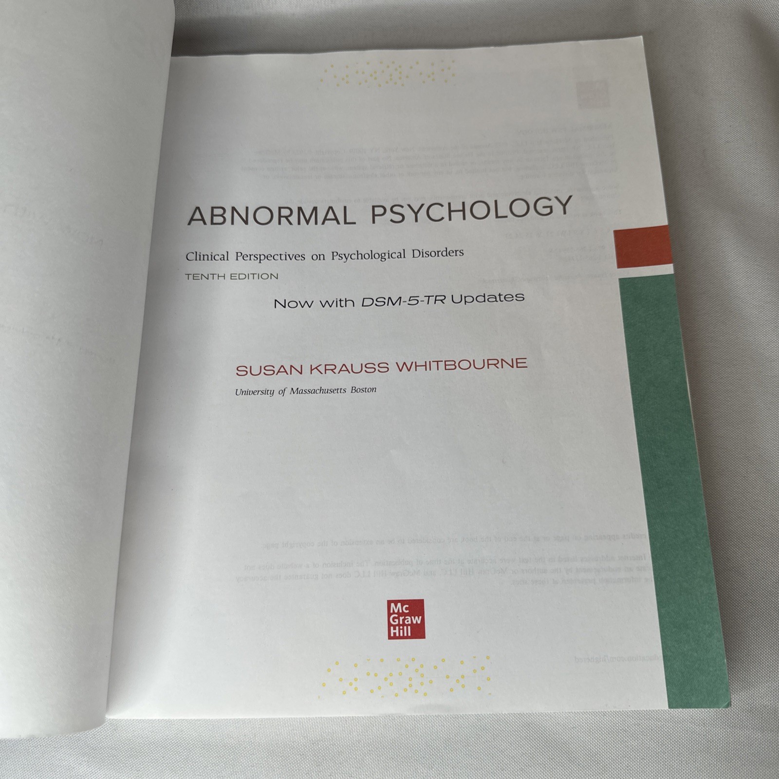 ISE Abnormal Psychology 10E by Susan Krauss Whitbourne Professor 10th Edition