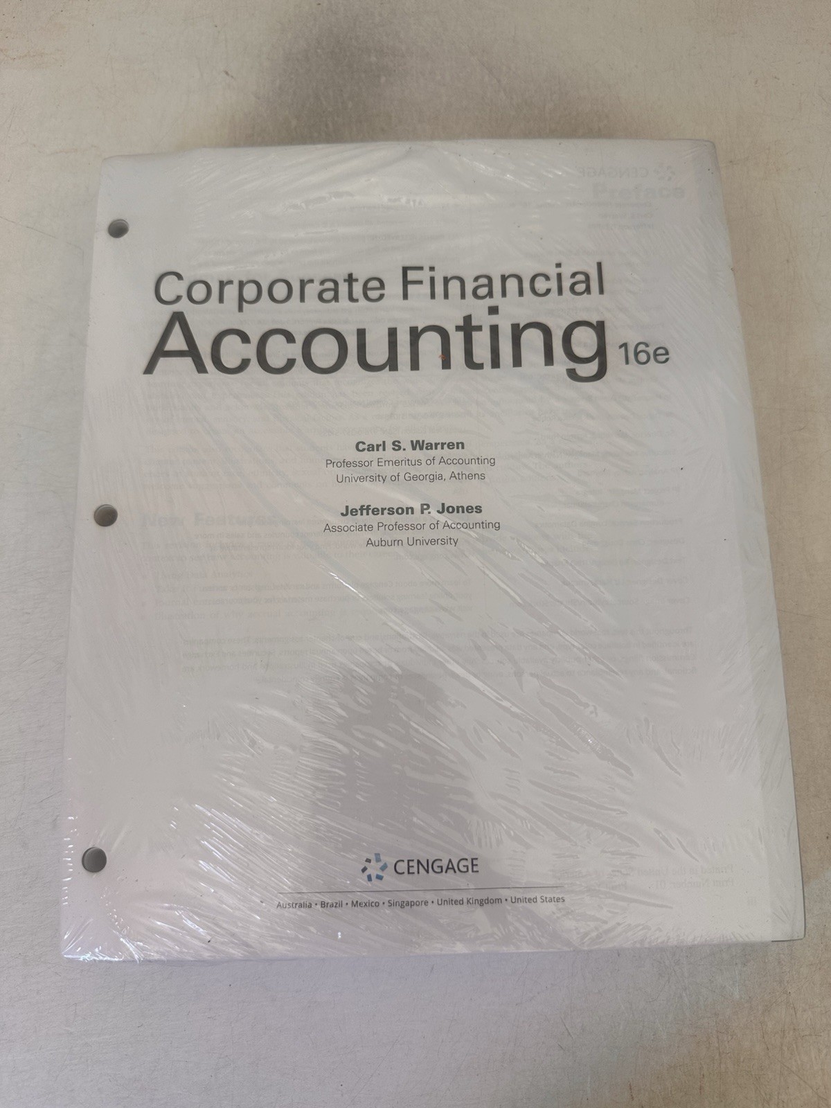 Cengage Corporate Financial Accounting 16th Edition C Warren J Jones LOOSE LEAF