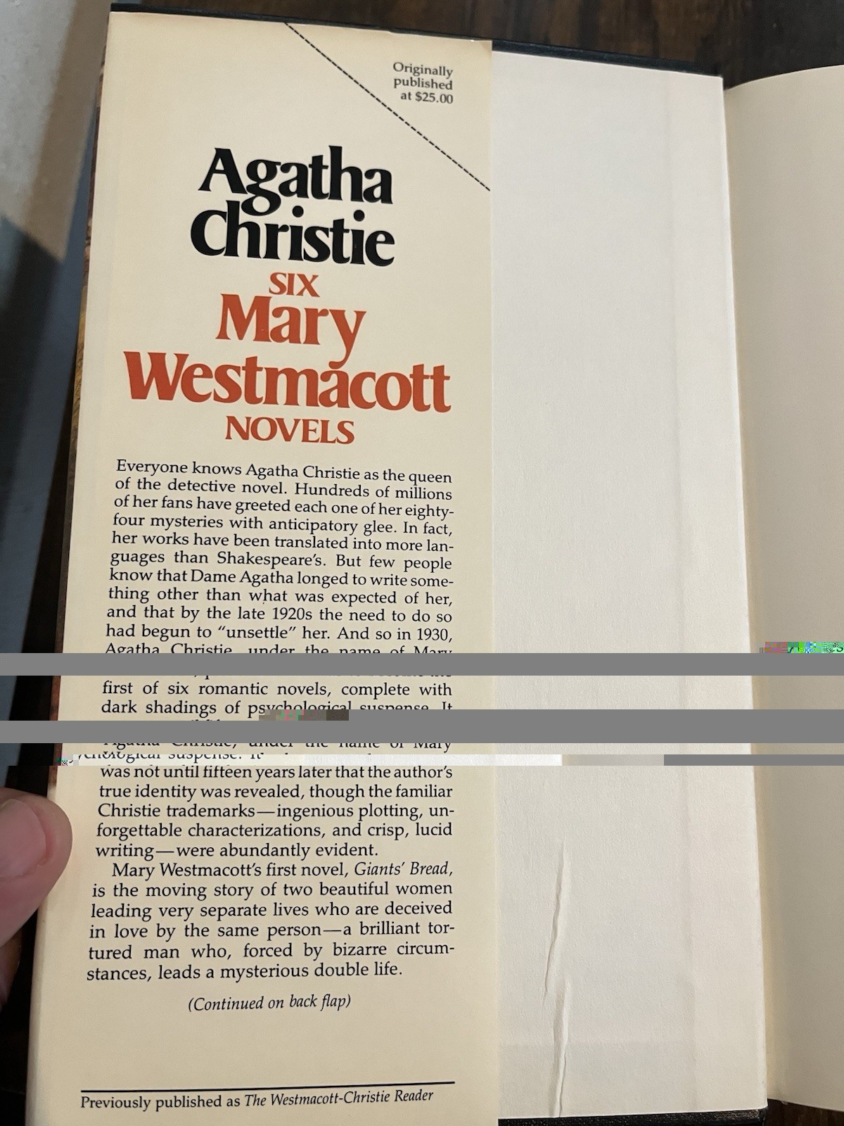 Agatha Christie Mary Westmacott 6 Novels HCDJ Avenel 1986