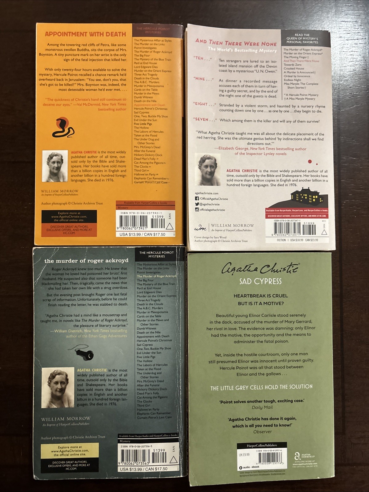 Lot 25 Agatha Christie Trade Paperbacks William Morrow Reprints Hercule Poirot