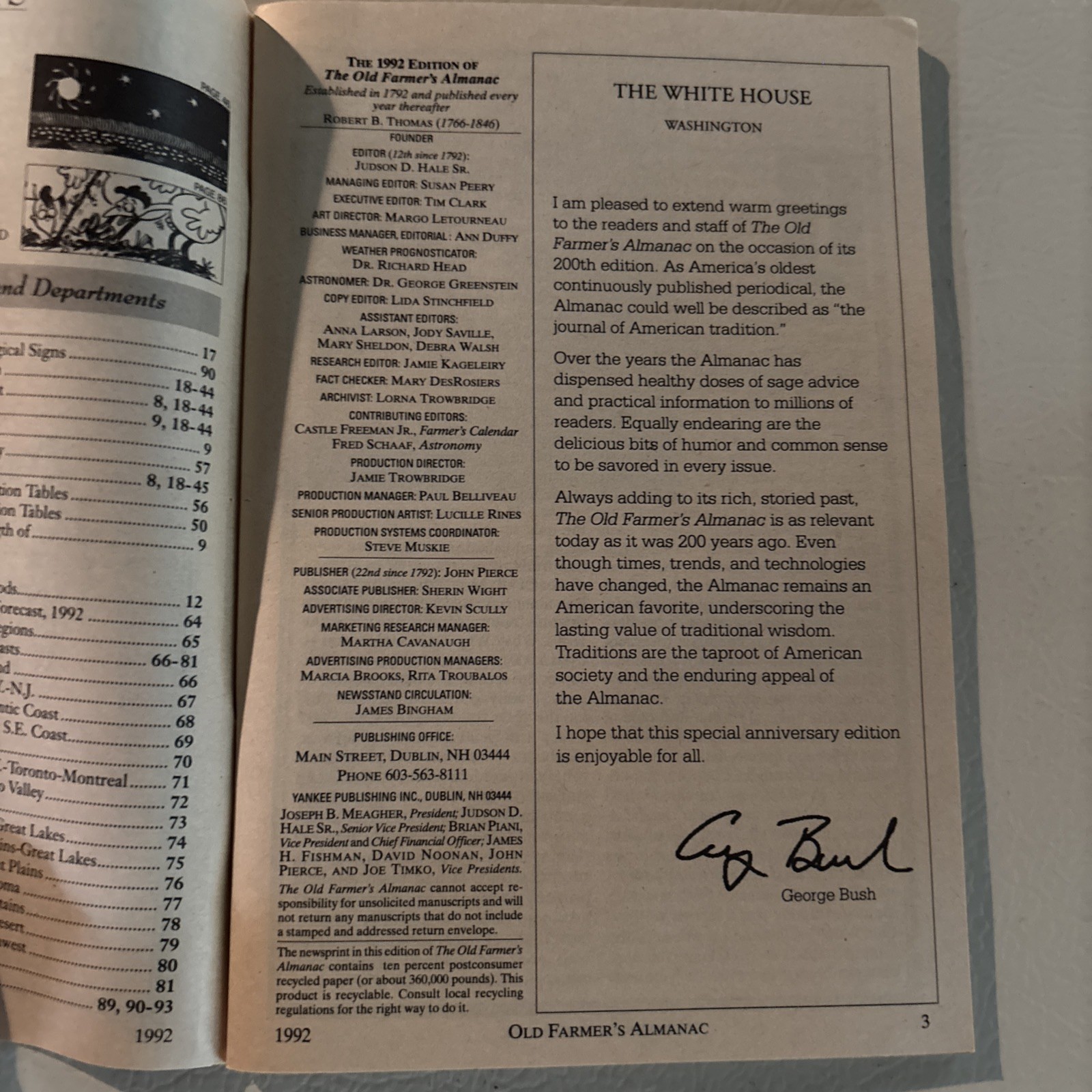 Old Farmer’s Almanac 1992, 200th Anniversary Edition Ed