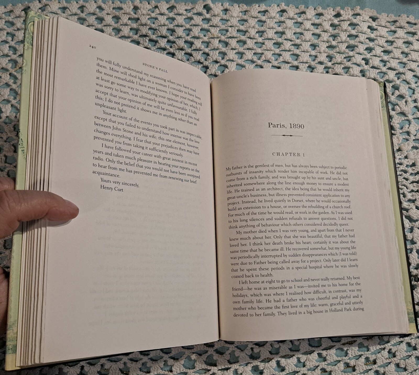 Stone’s Fall by Iain Pears, 2009 (1st U. S. Edition), HC w/ DJ, 594 pages