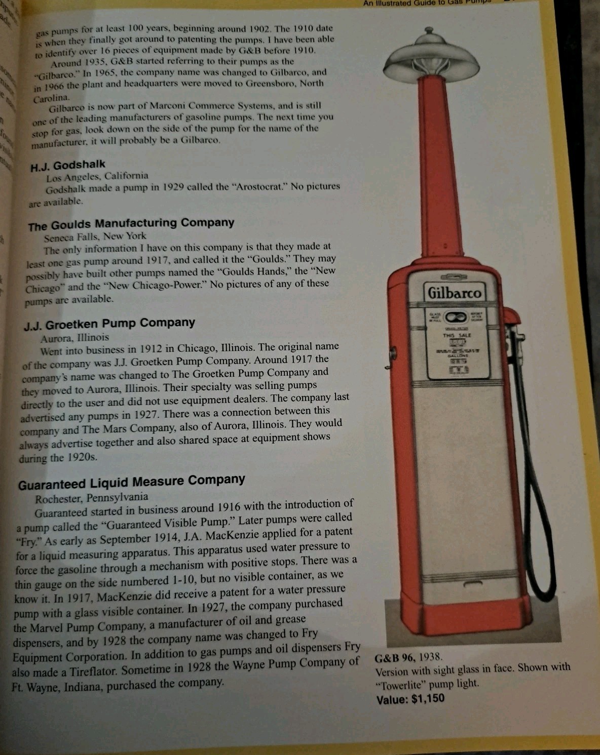 An Illustrated Guide to Gas Pumps Identification + Price Guide, J. Sim – GOOD