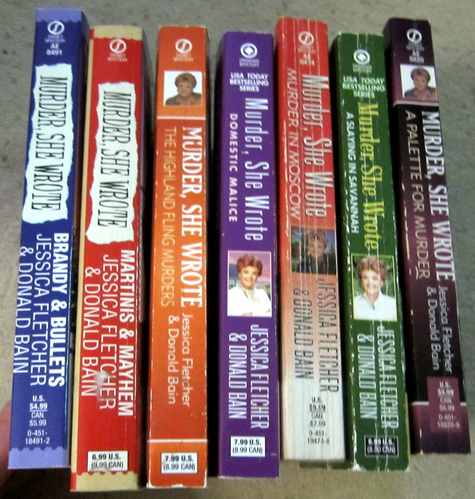 Murder She Wrote book lot- 7 Jessica Fletcher novels- Murder in Moscow, more