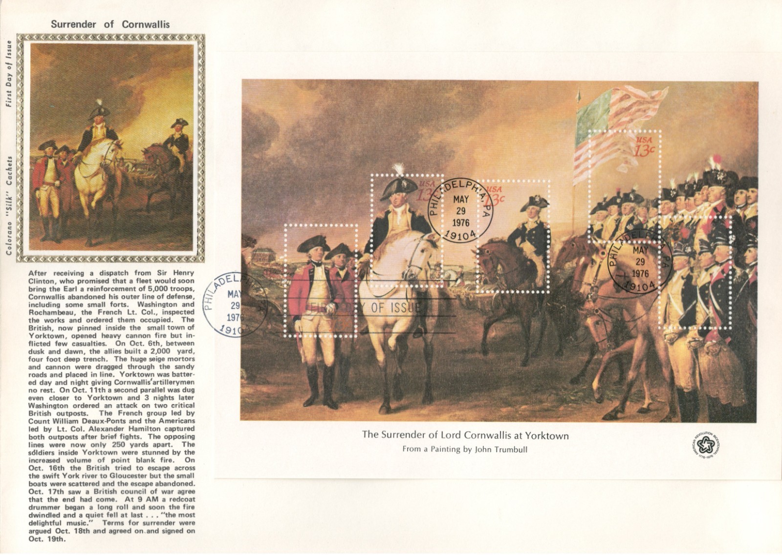 4 USPS 5/29/76 Souvenir Bicentennial Art Stamp First Day Covers, 8.5×11 Complete