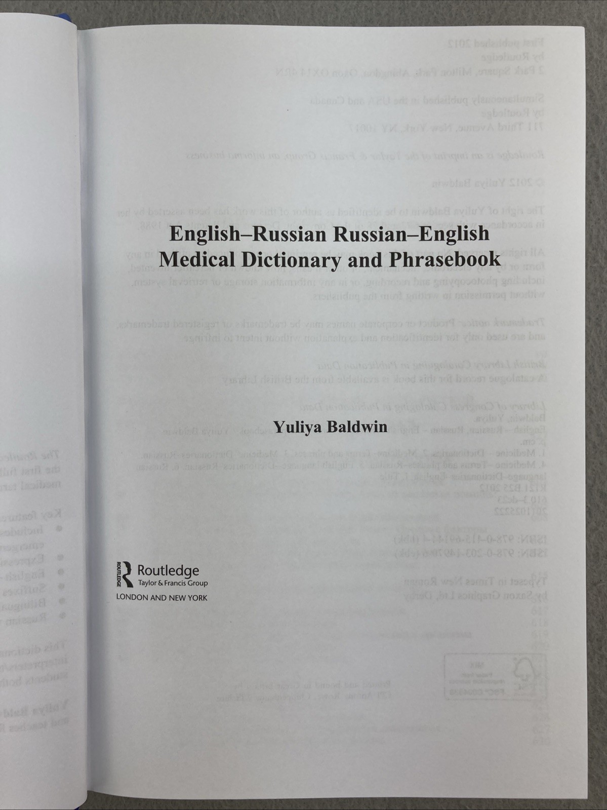 English-Russian Russian-English Medical Dictionary and Phrase… – 9780415691444