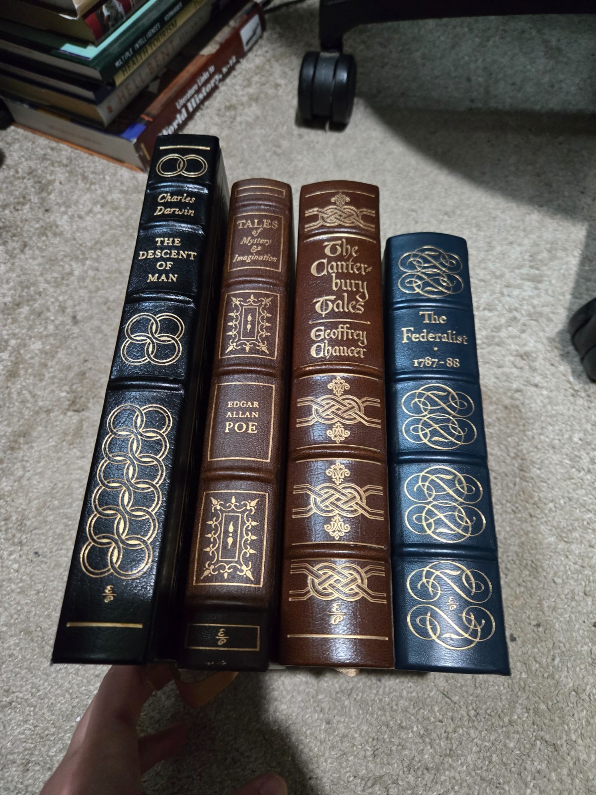 The Easton Press Lot of 4 Books – Descent of Man The Federalist Canterbury Tales