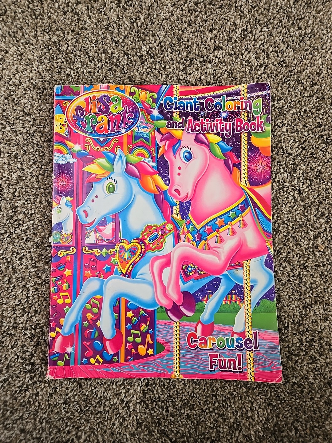 LISA FRANK Activity Coloring Book Carousel Fun Unicorn VTG 2000s Y2K Retro Kids