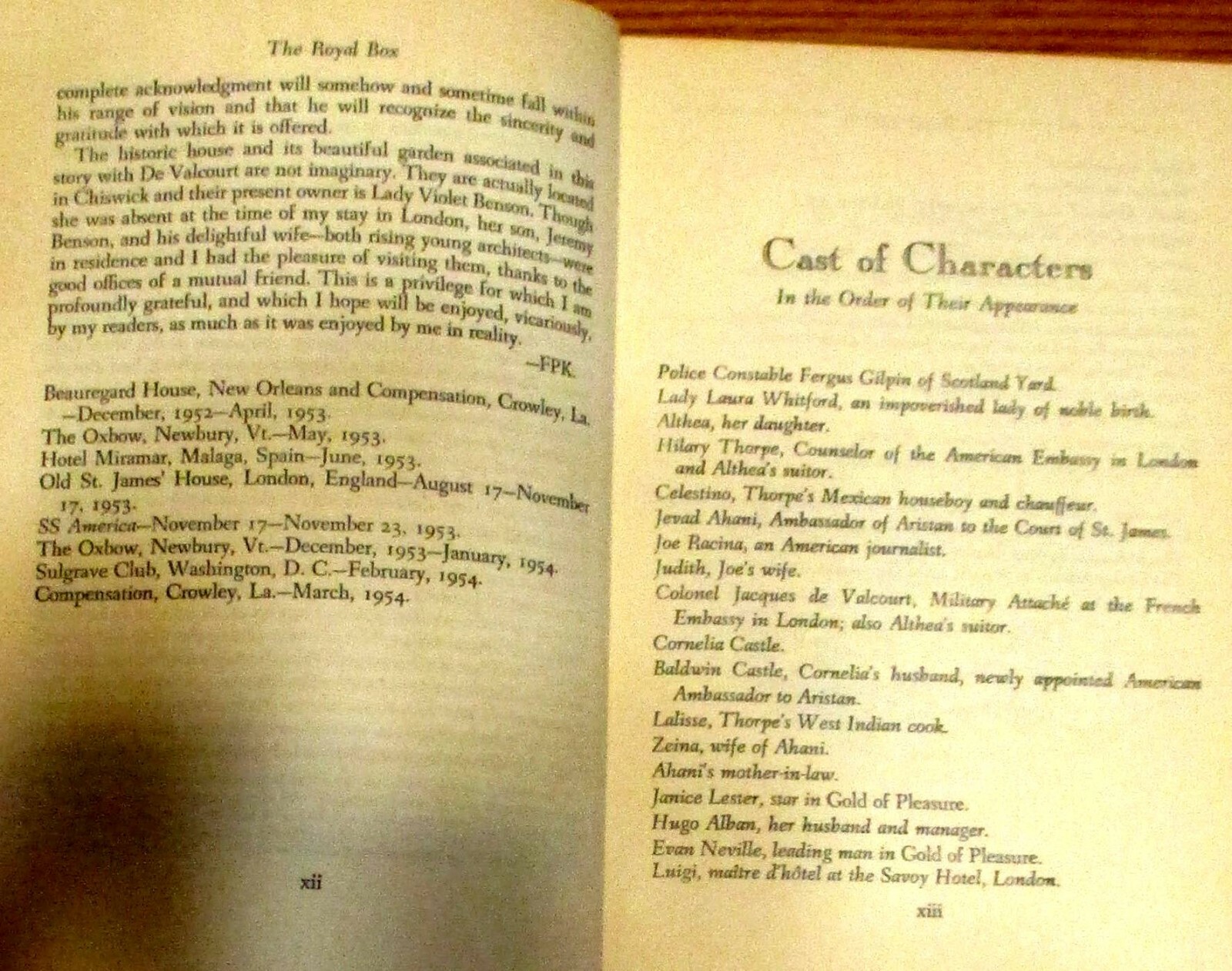 The Royal Box by Frances Parkinson Keyes 1954 H/C 367 Pages