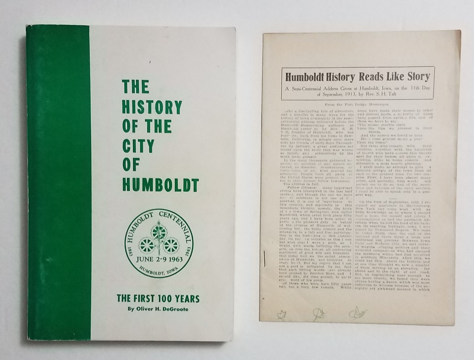 Humboldt Iowa History 1863-1963 Softcover Book & 1913 Insert 336 Pages