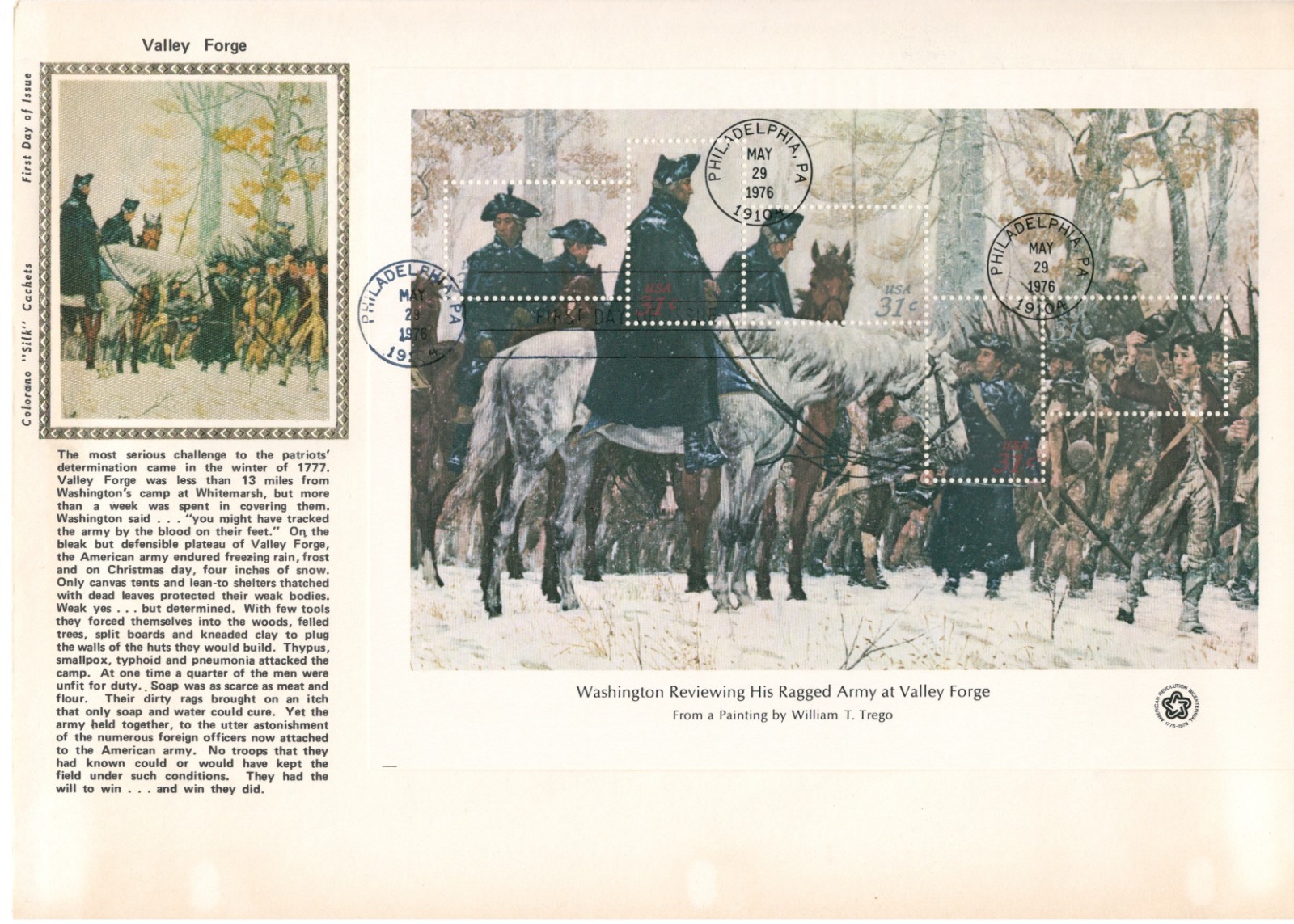 4 USPS 5/29/76 Souvenir Bicentennial Art Stamp First Day Covers, 8.5×11 Complete