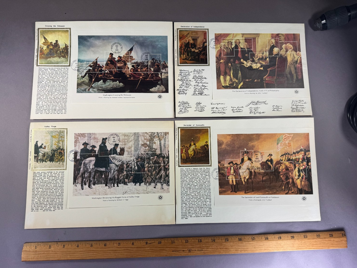 4 USPS 5/29/76 Souvenir Bicentennial Art Stamp First Day Covers, 8.5×11 Complete