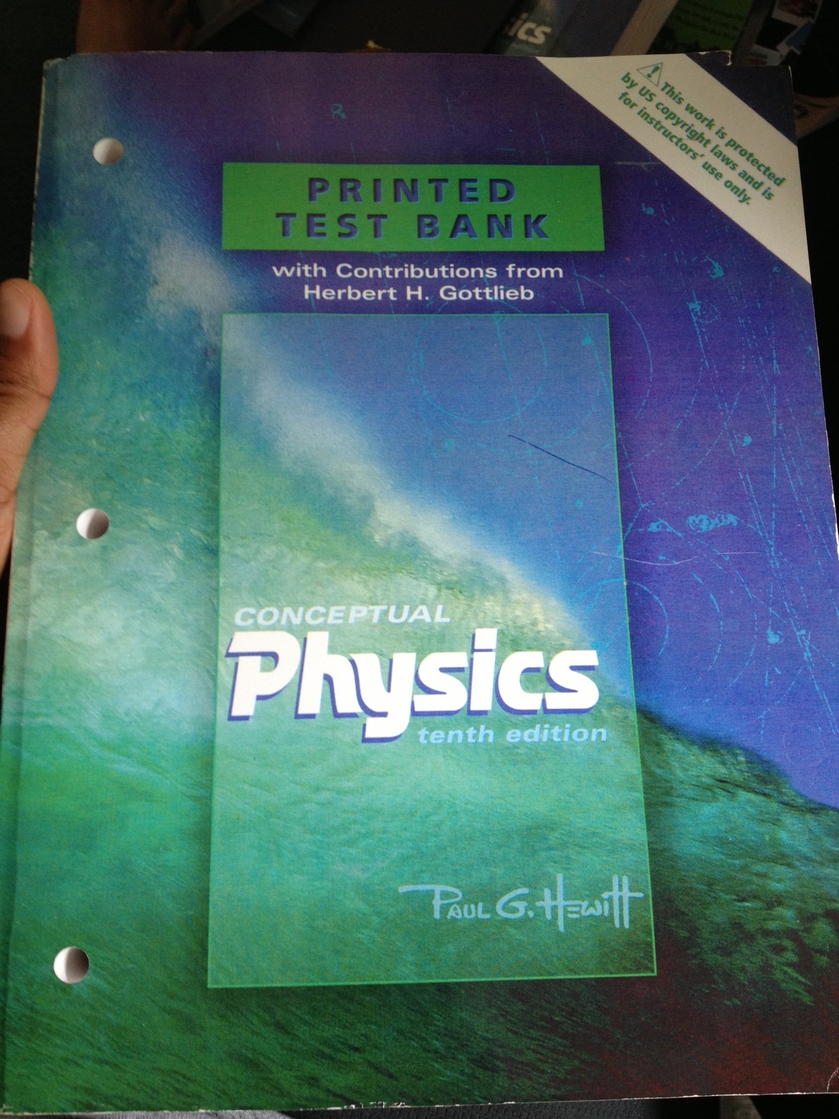 Printed Test Bank for Conceptual Physics 10th Edition by Paul G Hewitt 2006 …