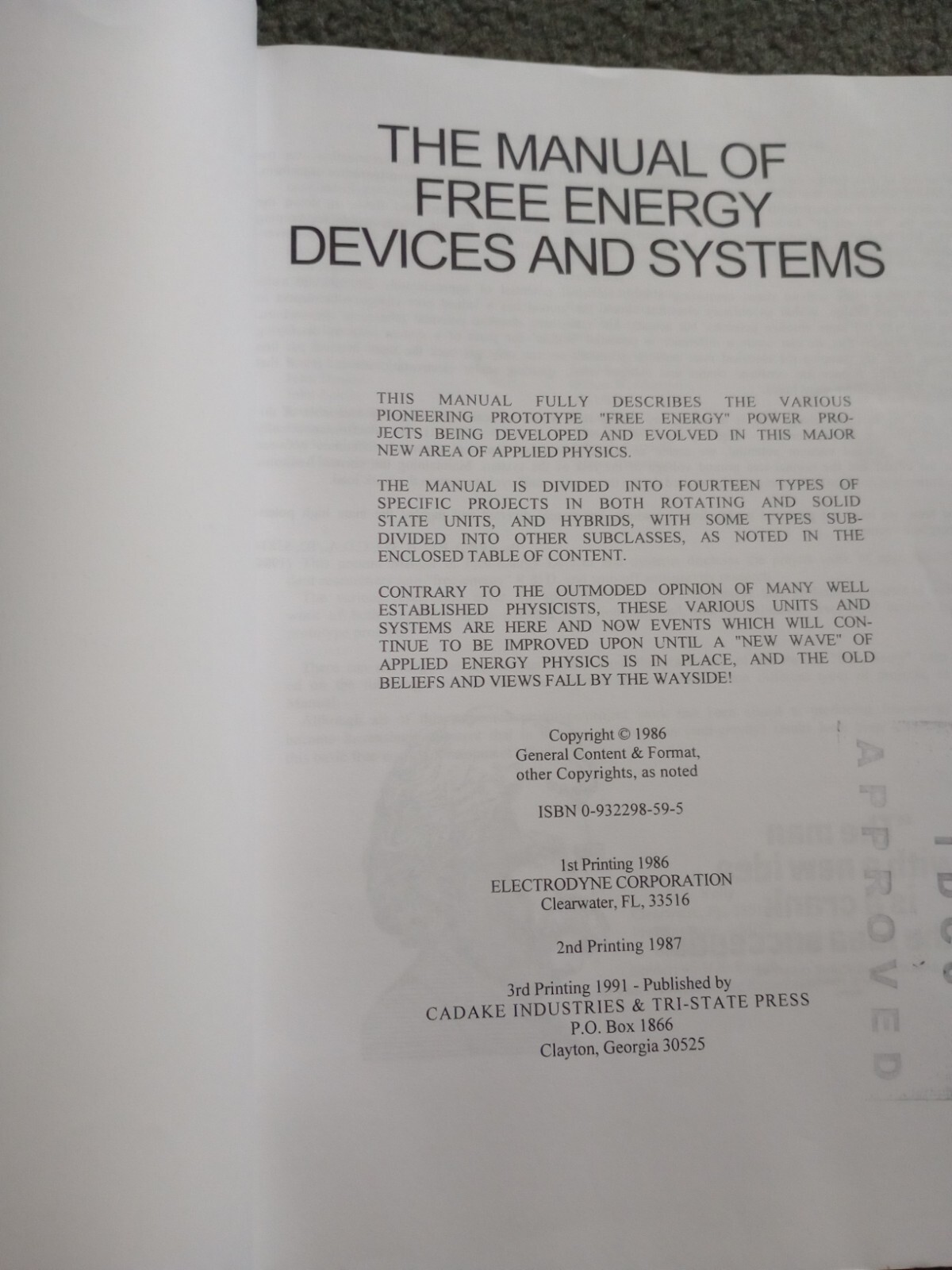 The Manual Of Free Energy Devices & Systems Volume II – Loose Page Photo-Copy