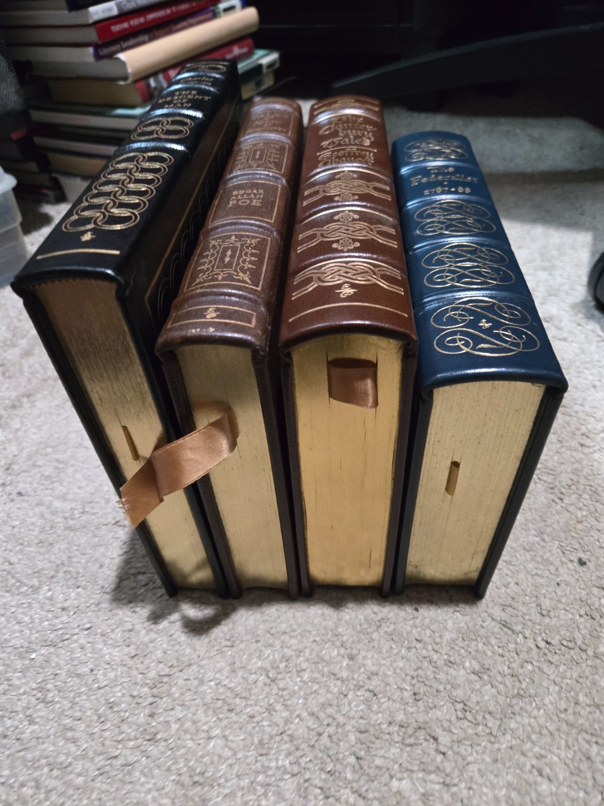 The Easton Press Lot of 4 Books – Descent of Man The Federalist Canterbury Tales