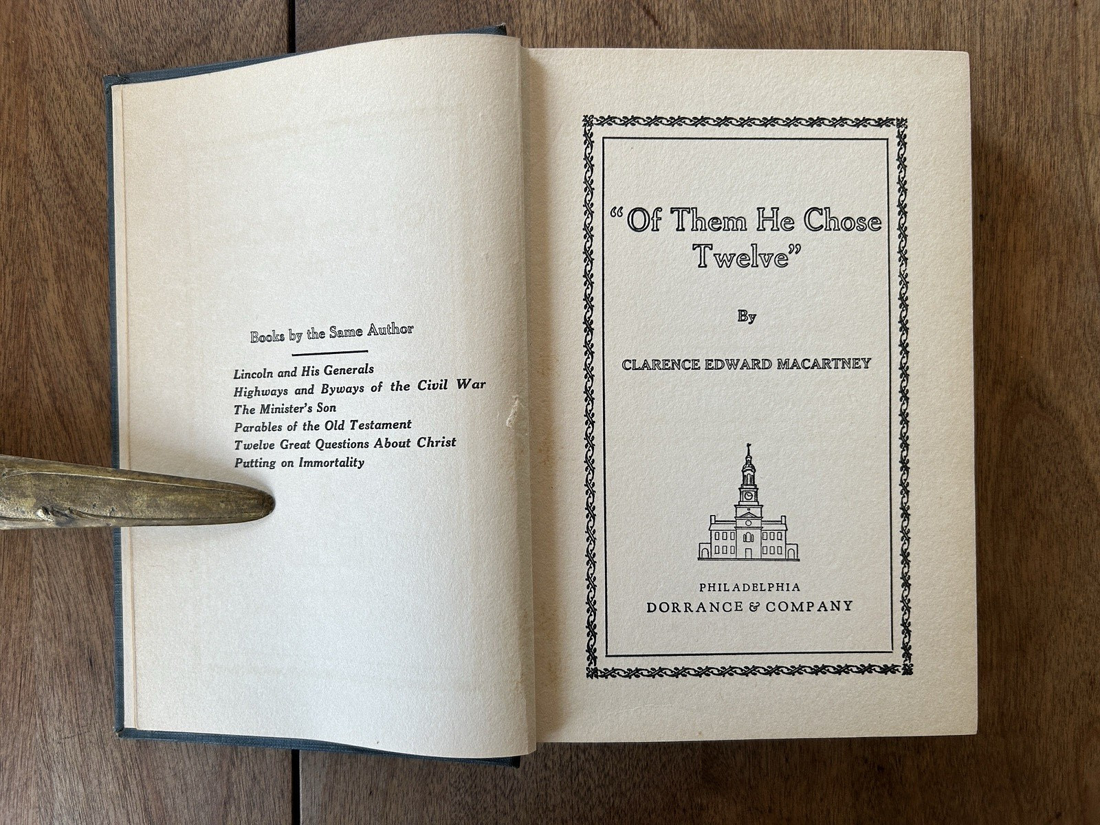 RARE 1929 Of Them He Chose Twelve by CLARENCE EDWARD MACARTNEY