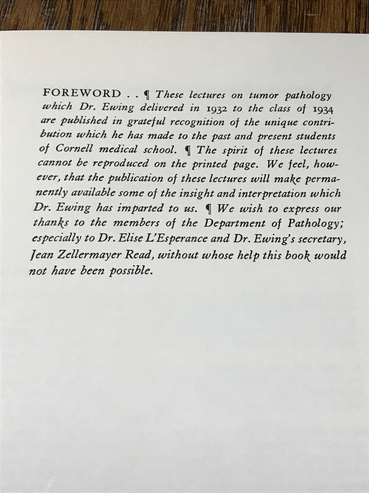 Lectures On Tumor Pathology By James Ewing M.D. Cornell University in 1934, Rare