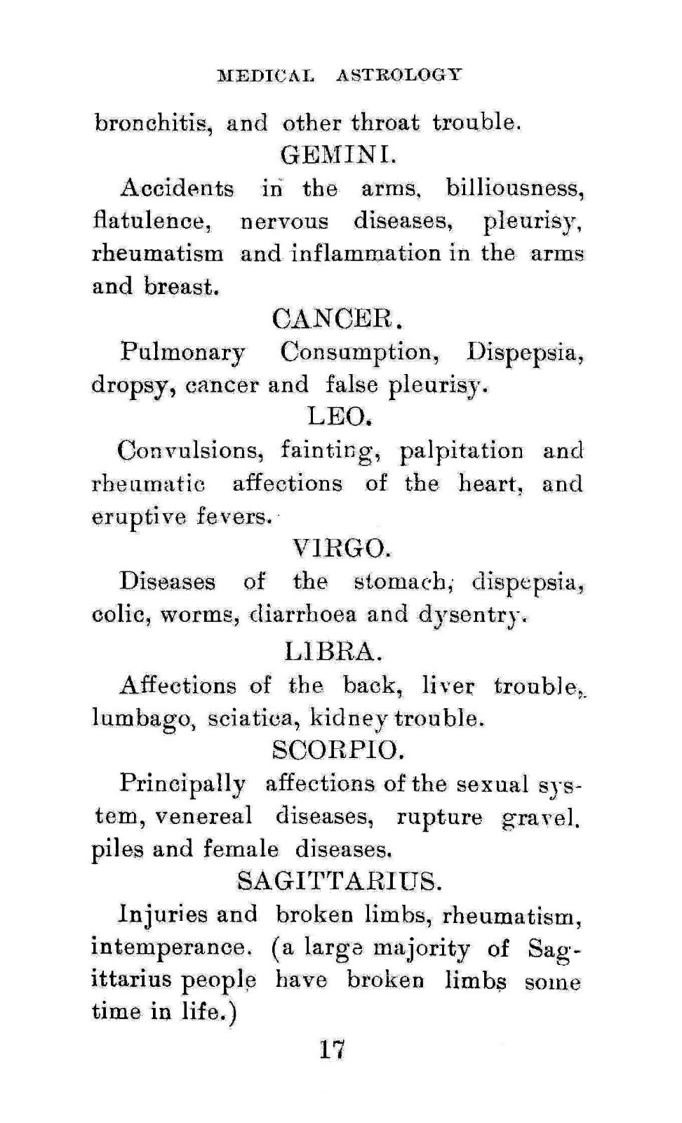 Medical Astrology “1899” 71 Pages