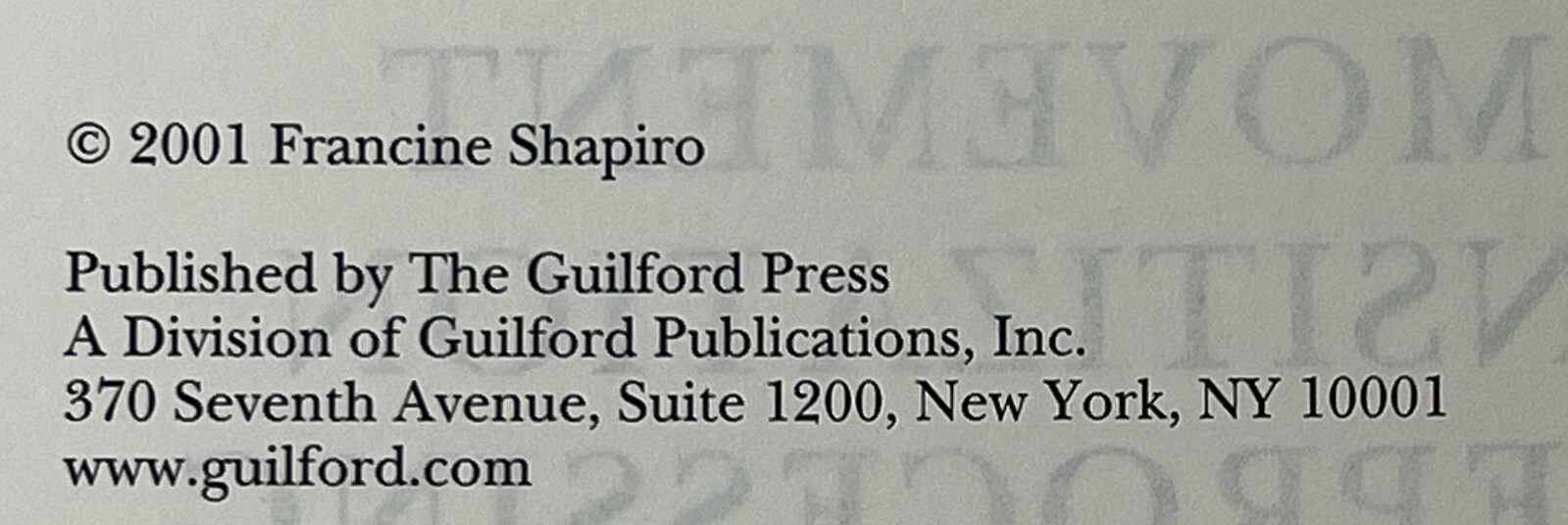 EMDR Eye Movement Desensitization and Reprocessing 2nd Ed. by F. Shapiro – HC/DJ