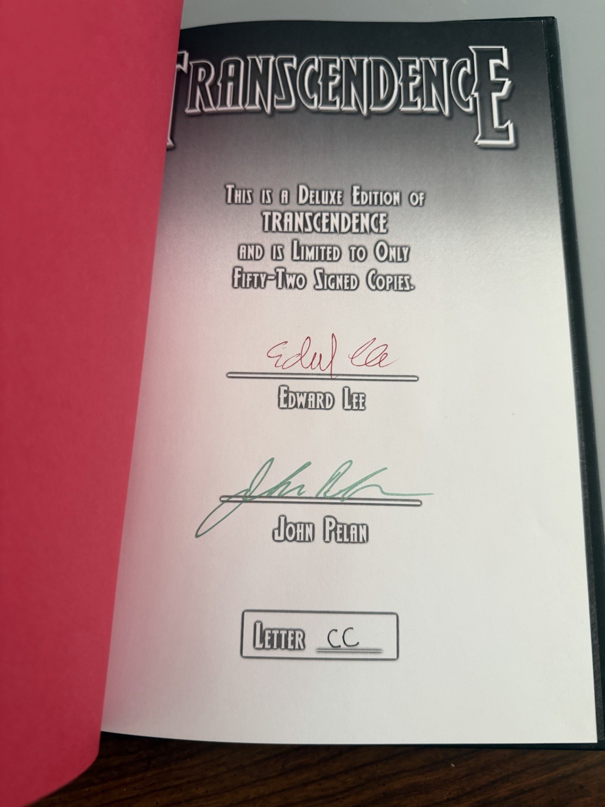Transcendence Deluxe Edition Signed by Edward Lee – Limited Edition Letter CC