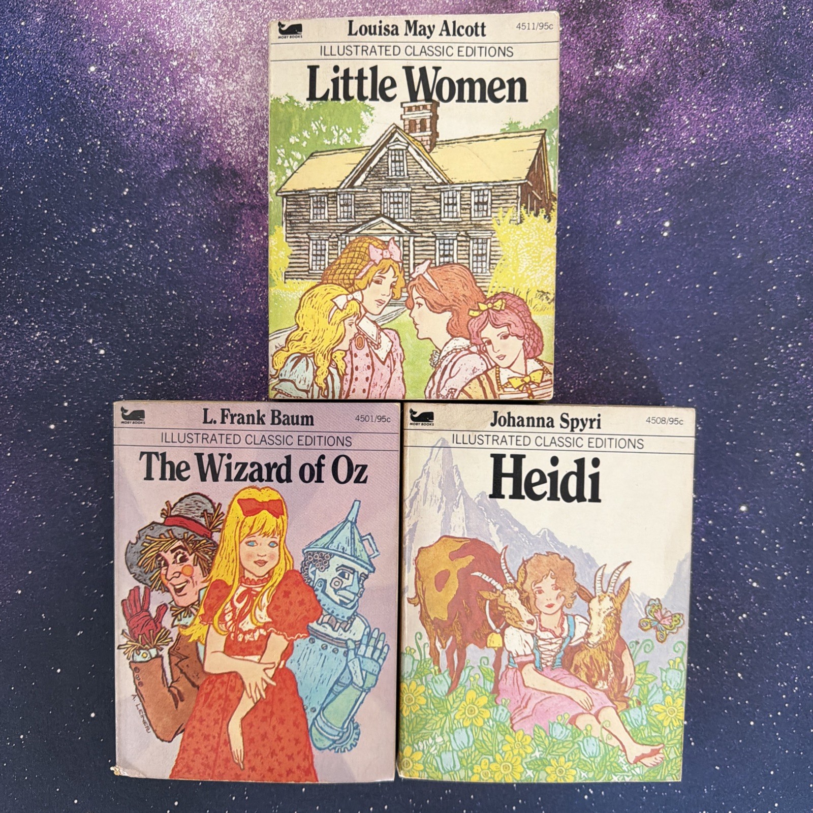 Lot of 3 Books Illustrated Classic Editions Mini Paperback Books Heidi, Wizard