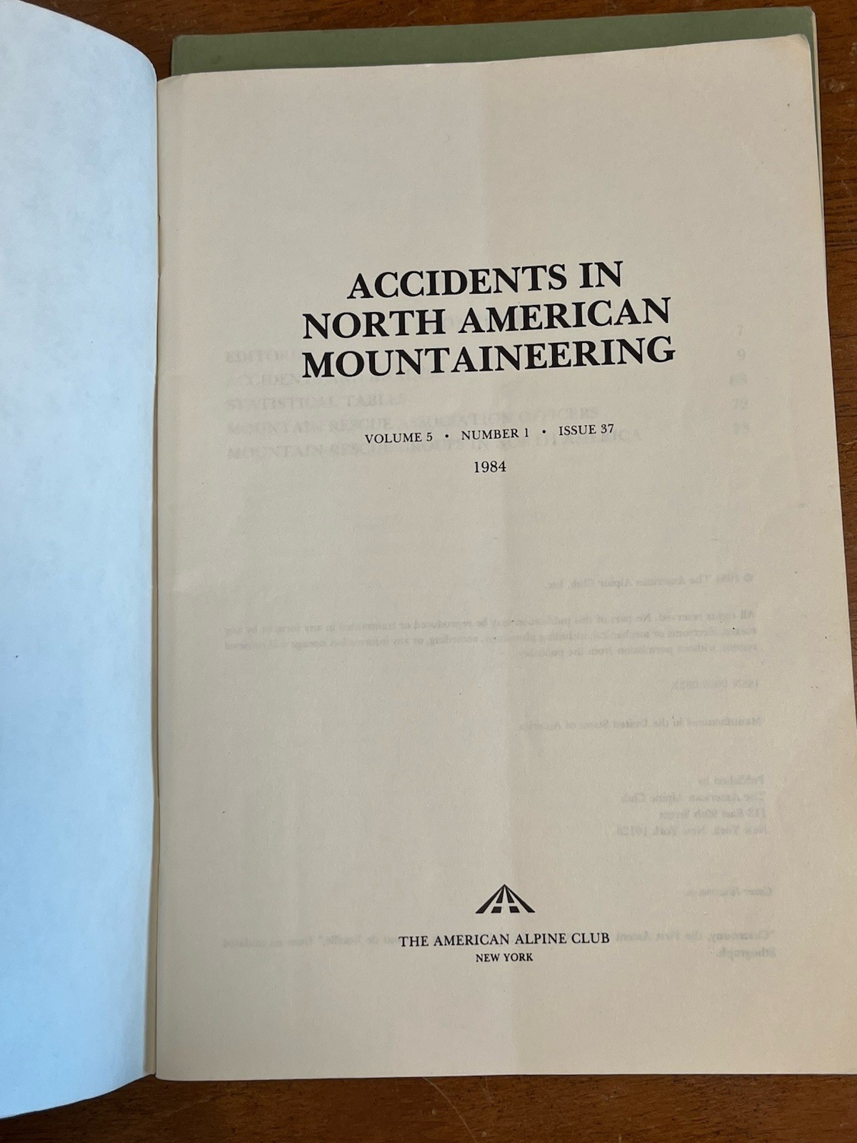 Vintage LOT of 7 Accidents in North American Mountaineering Alpine Club Books