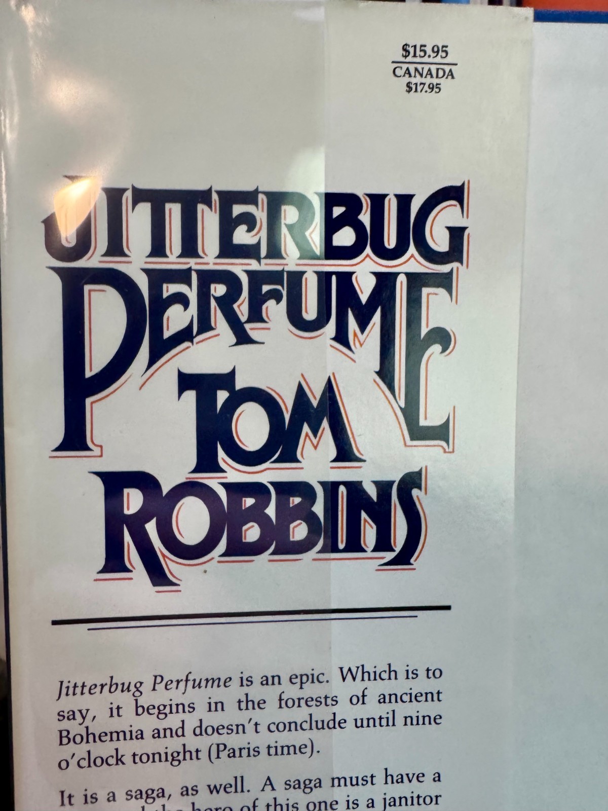 Jitterbug Perfume Tom Robbins 1984 1st Edition 1st Printing Hardcover DJ Bantam