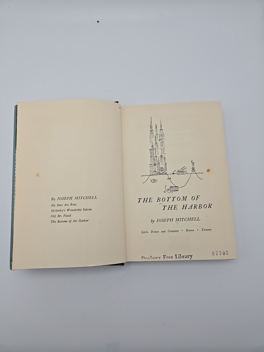The Bottom of the Harbor by Joseph Mitchel, Little, Brown, 1959 Hard Cover- DJ
