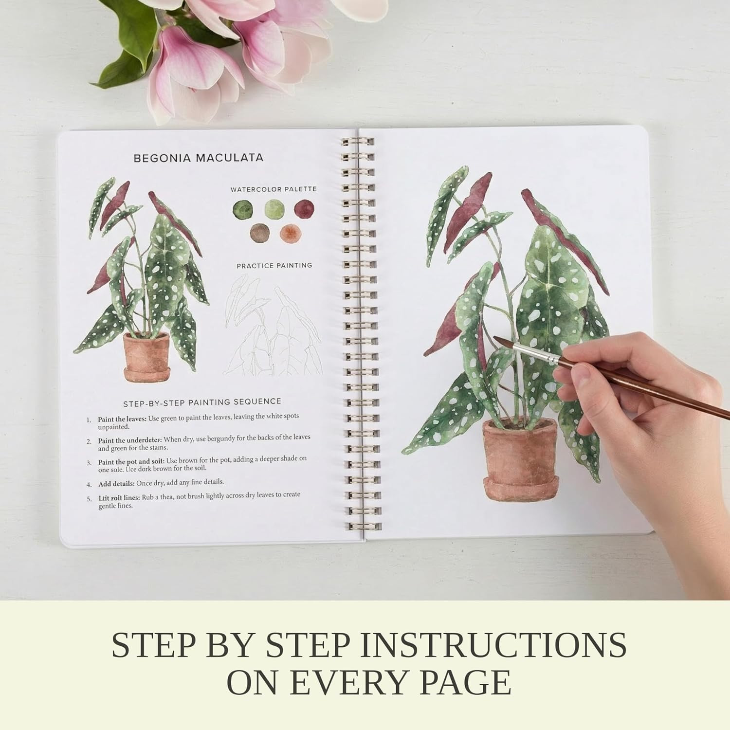 Beautiful Watercolor Book for Beginners – Guided Watercolor Painting Workbook w