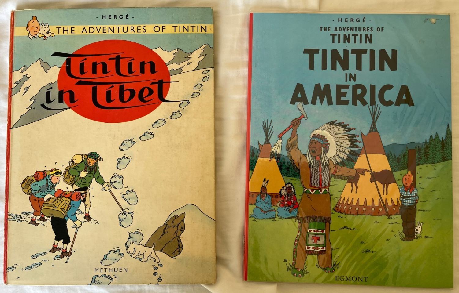 Adventures of Tintin Herge 4 Book – Moon, Black Island, America & Tibet 1968