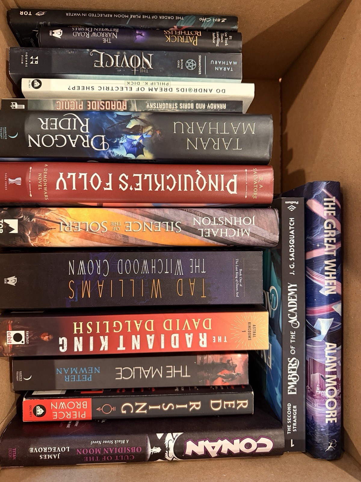 Fantasy Sci-Fi Book Lot 15 Alan Moore Pierce Brown Philip K Dick Rothfuss