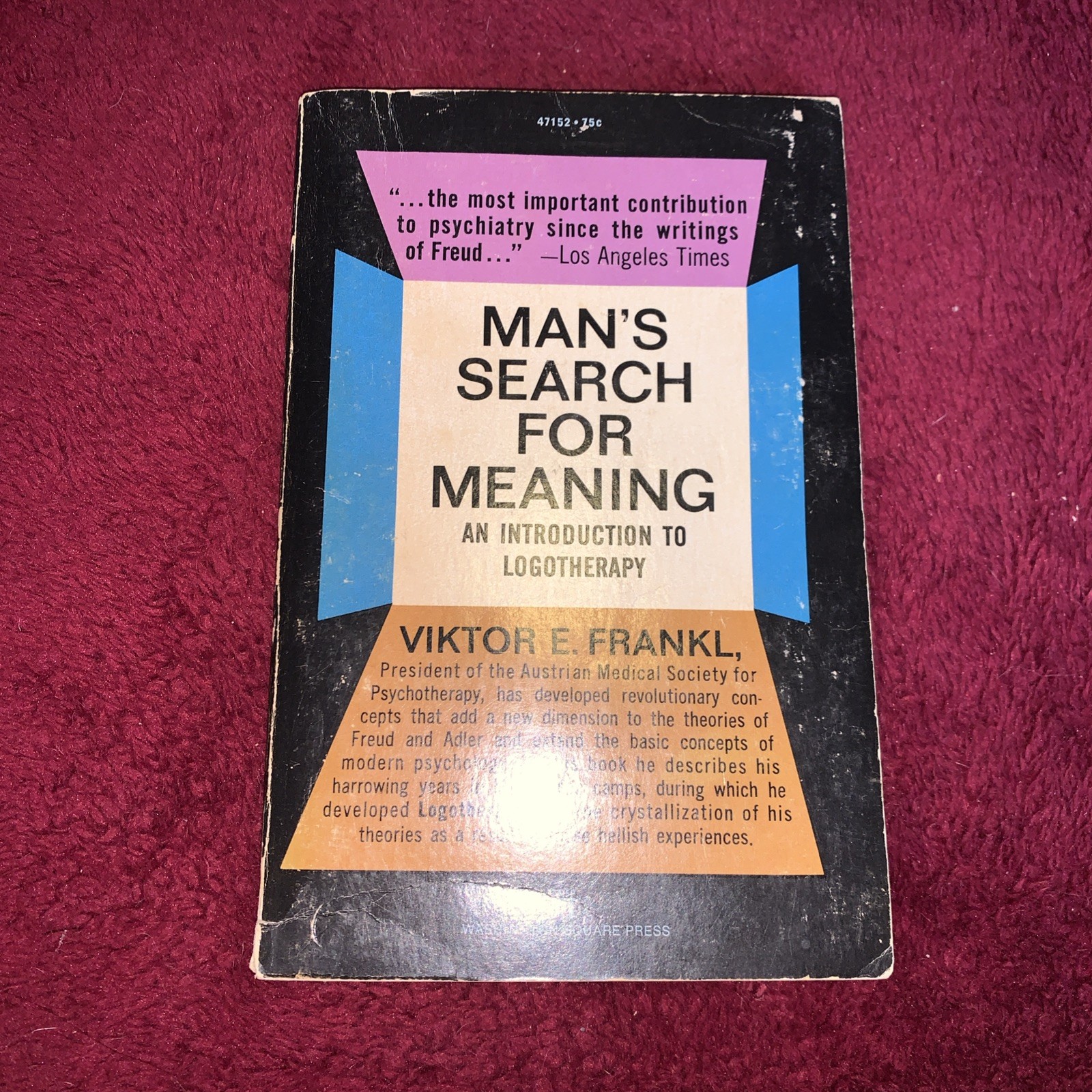 Man’s Search for Meaning Viktor E. Frankl 1969 WSP Psychology Self Help Book
