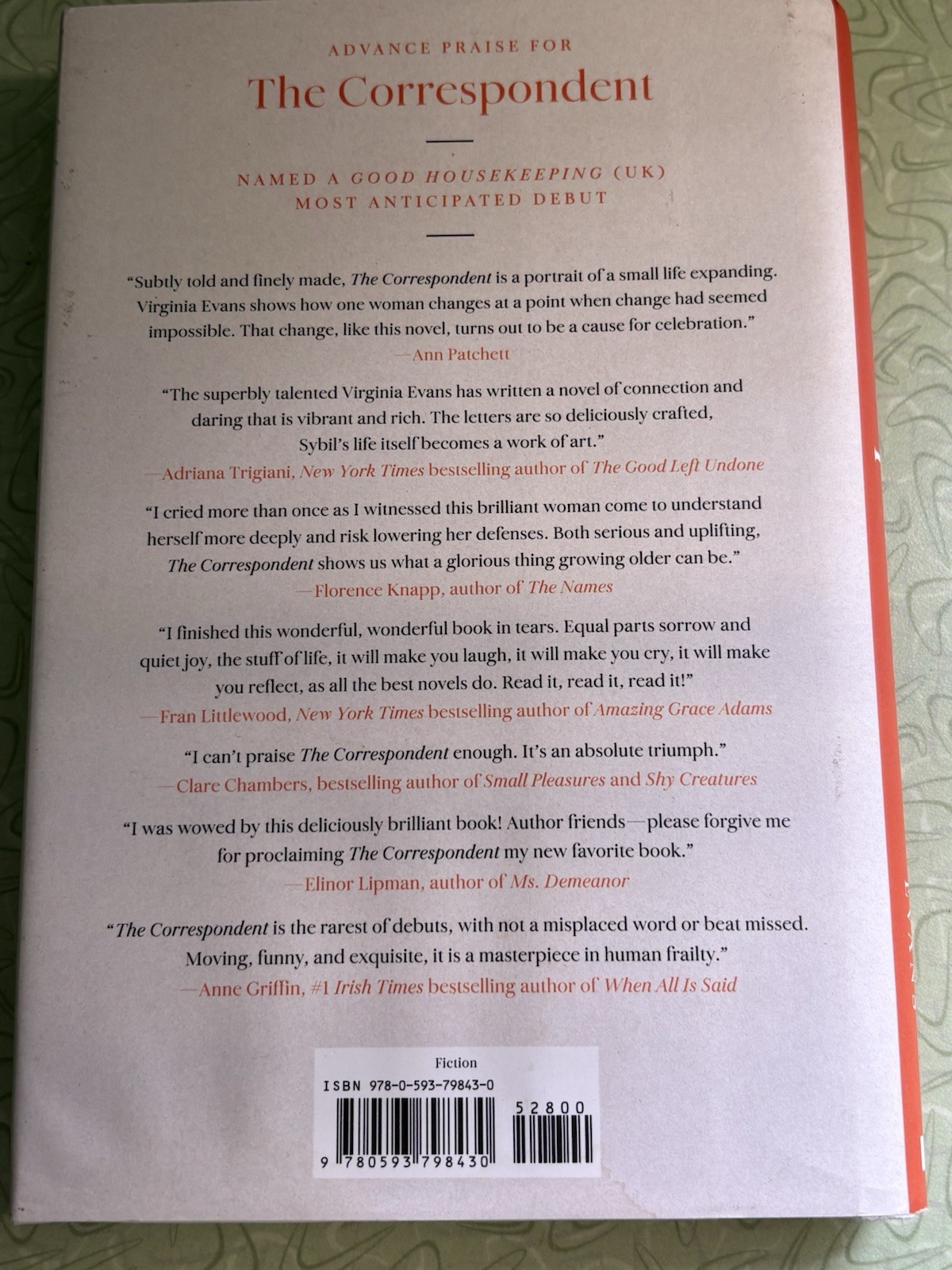 The Correspondent A Novel by Virginia Evans (0593798430) Hardcover 14th Printing